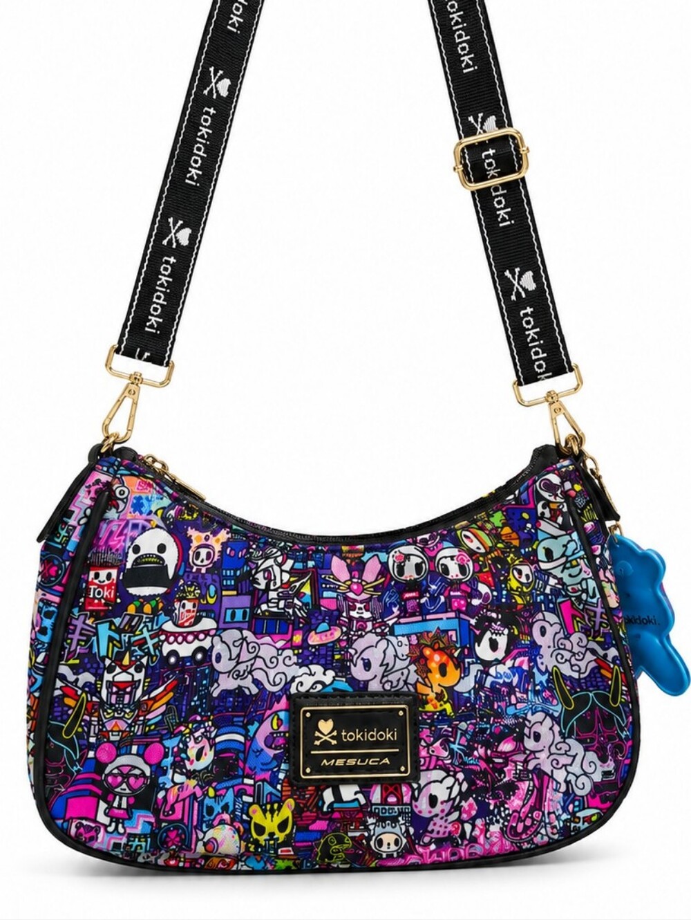TOKIDOKI x Mesuca Unicorno Crescent Hobo BAG Multi-Color Crossbody w/ Charm